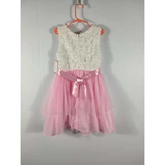 Emily Rose Girls Pink Tulle Dress Embellished Bow Sequins Sz 7 - Picture 4 of 6